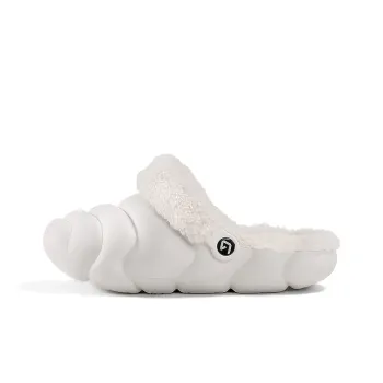 GOTO Sandpaper Dog Fuzzy Slippers Wrap toe Slippers Women's Iridescent White