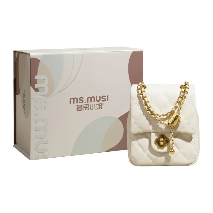 MISS MUSI Cow Leather Chain Bag Crossbody Bag Cell Phone Pouch Small Size Women's Milk Sand/Black/White/Green-6