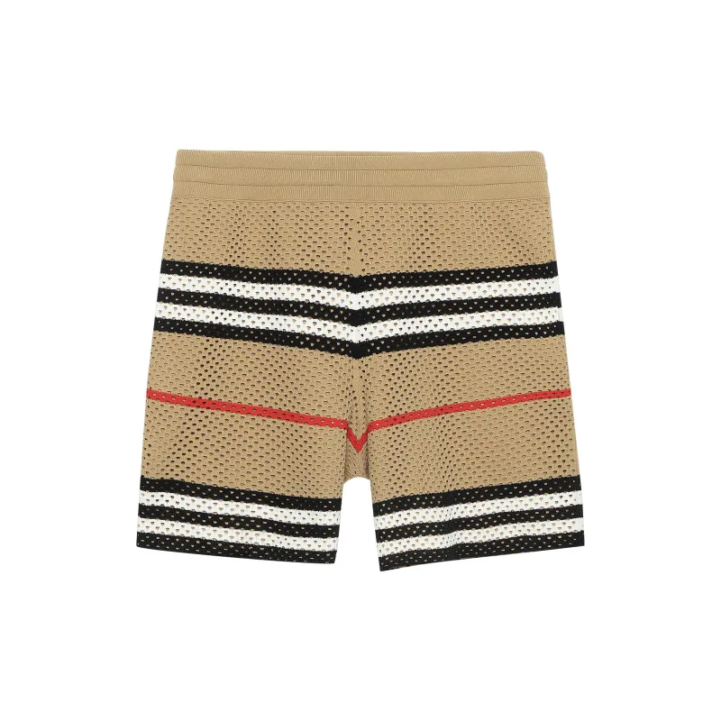 Burberry Icon Stripe Pointelle Knit Shorts-1