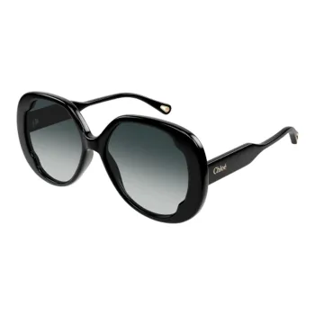 Chloe Acetate Irregular Shape Sunglasses Unisex Black