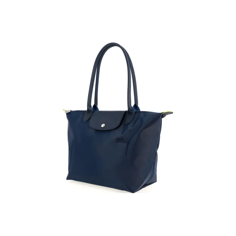 LONGCHAMP Le Pliage Green Recycled Canvas With Leather Canvas Bag Handbag Shoulder Bag Medium Size Women's Navy-2