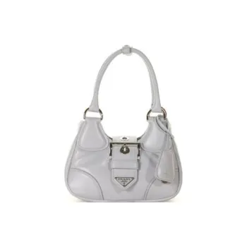 PRADA Moon Series Lambskin Shoulder Bag Moon Bag Crossbody Bag Handbag Women's Silver