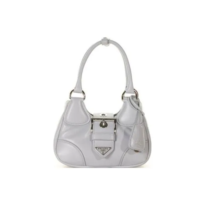 PRADA Moon Series Lambskin Shoulder Bag Moon Bag Crossbody Bag Handbag Women's Silver-0