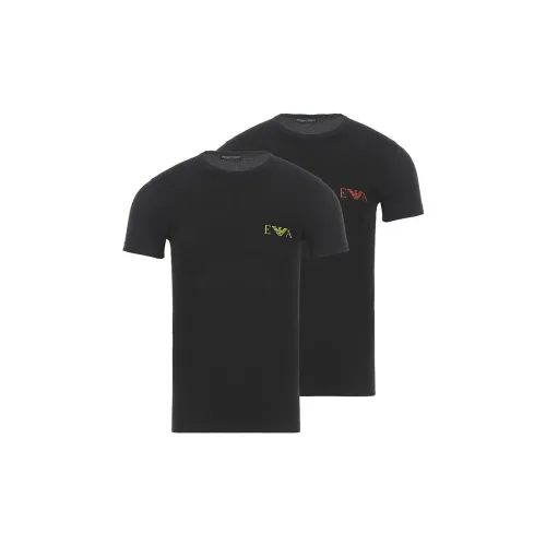 EMPORIO ARMANI T-Shirts Men Set Of 2 Black+Black