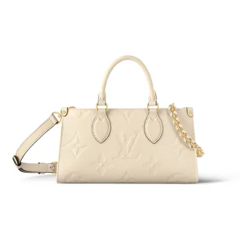 LOUIS VUITTON ONTHEGO Grained Calfskin Shoulder Bag Crossbody Bag Handbag Regular Women's Milk White