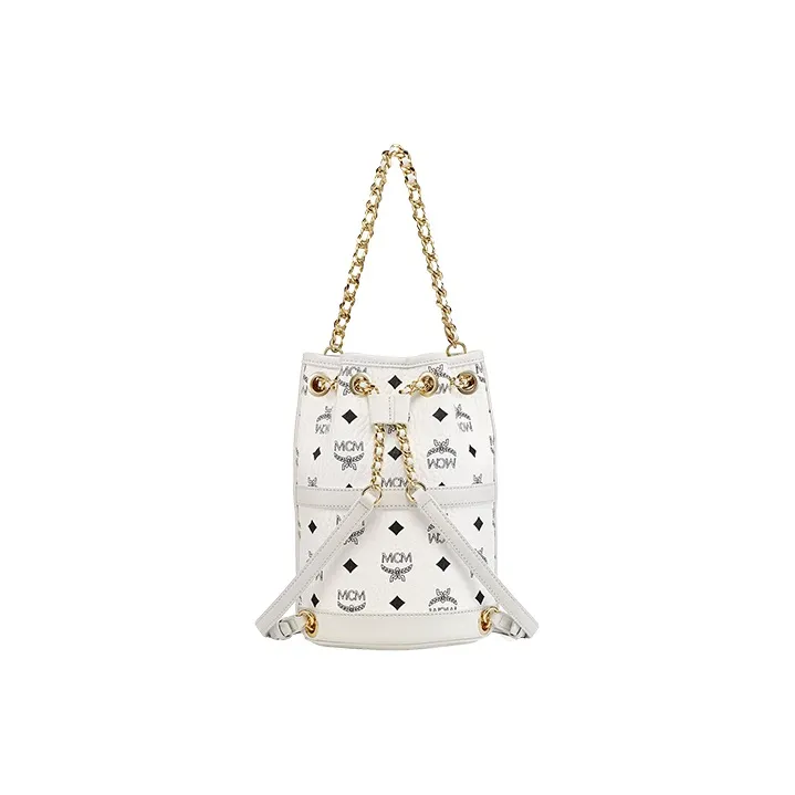 MCM Aren Leather Bucket Bag, Backpack Mini Women's Black-3
