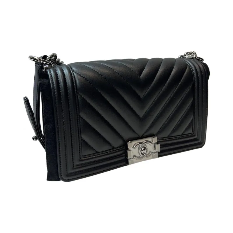 CHANEL Calfskin Flap Bag, One Shoulder Handbag, Crossbody Bag Medium Size Women's Black-1