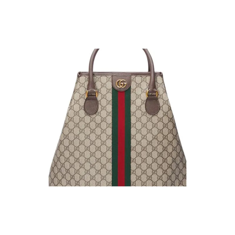 GUCCI Canvas With Leather Travel Bag Handbag Women's Brown-7