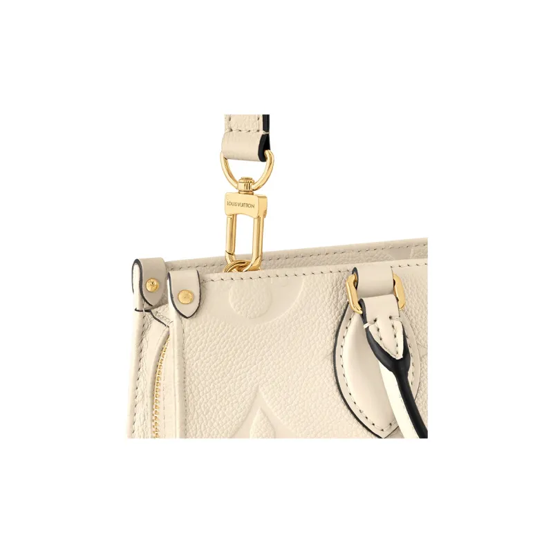 LOUIS VUITTON ONTHEGO Grained Calfskin Shoulder Bag Crossbody Bag Handbag Regular Women's Milk White-4