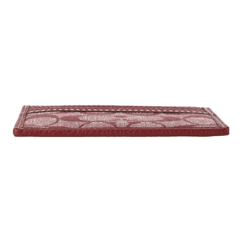 COACH Card Case Canvas With Leather Card Holder Mini Women's Burgundy-5