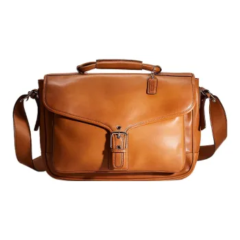 COACH Logan Leather Shoulder Bag Crossbody Bag Large Size Men's Brown