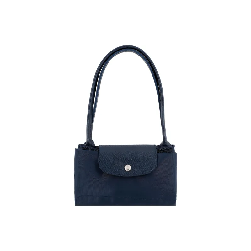 LONGCHAMP Le Pliage Green Recycled Canvas With Leather Canvas Bag Handbag Shoulder Bag Medium Size Women's Navy-1