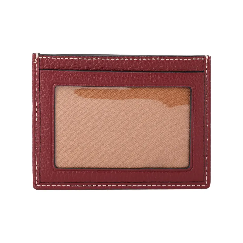 COACH Card Case Canvas With Leather Card Holder Mini Women's Burgundy-3