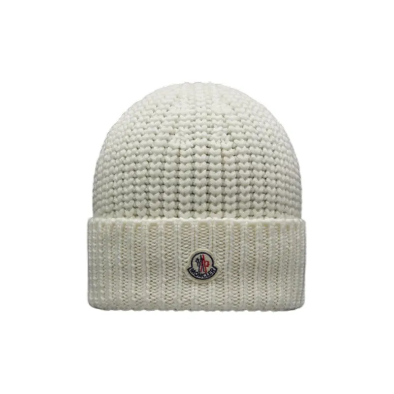 Moncler Virgin Wool Beanies Men's White-0