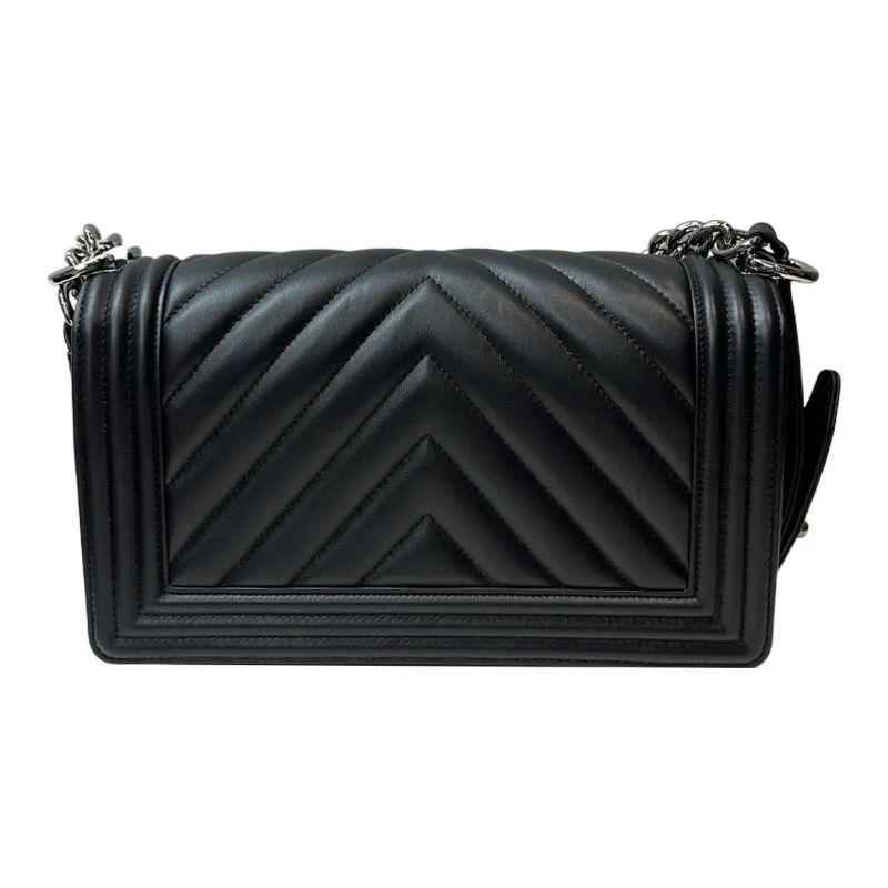 CHANEL Calfskin Flap Bag, One Shoulder Handbag, Crossbody Bag Medium Size Women's Black-2