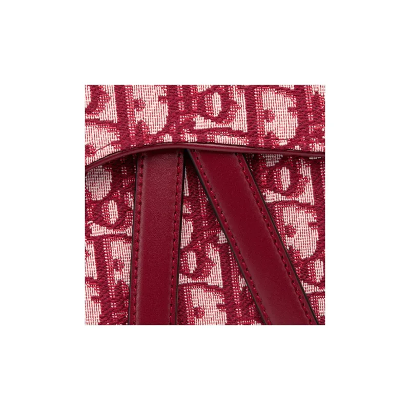DIOR SaddleOBLIQUE Embroidery One Shoulder Handbags Women's Burgundy-4