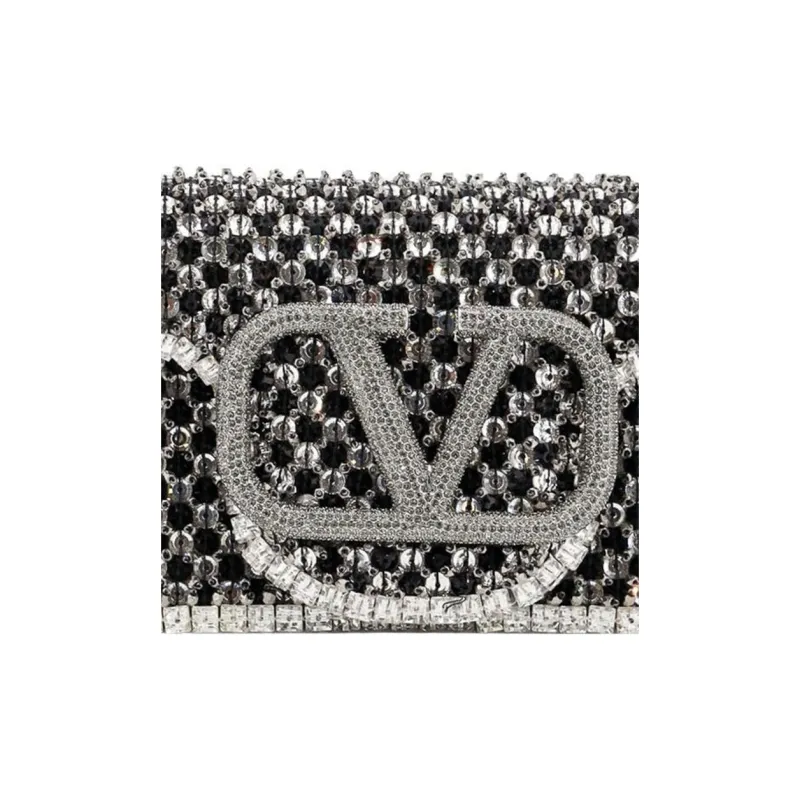 Valentino Locò Leather Shoulder Bag Women's Silver-3