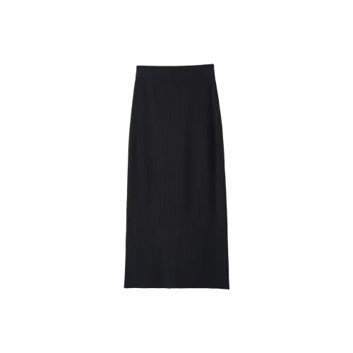 OUNIXUE Casual Long Skirts Women's Black