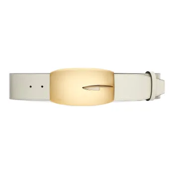 GUCCI Vintage Letter G Smooth Buckle Leather Belts Women's White Width 5cm