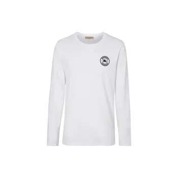 Burberry Embroidered Logo Cotton Long Sleeve T shirt