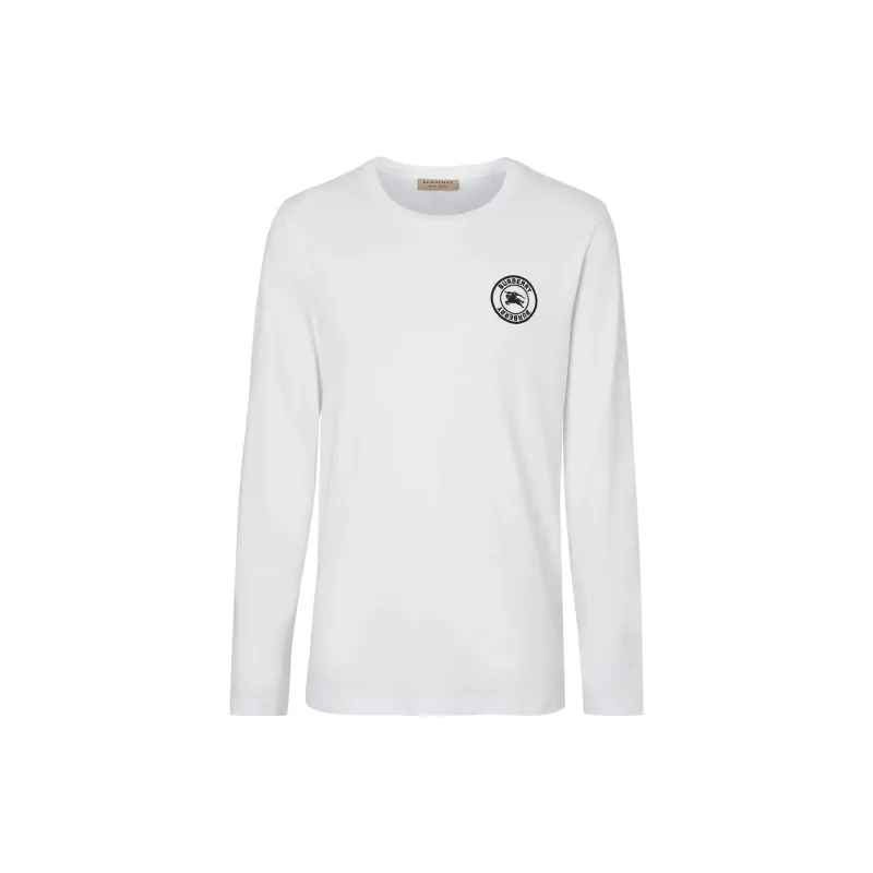 Burberry Embroidered Logo Cotton Long Sleeve T shirt-0
