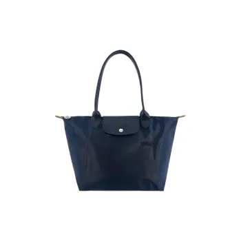LONGCHAMP Le Pliage Green Recycled Canvas With Leather Canvas Bag Handbag Shoulder Bag Medium Size Women's Navy