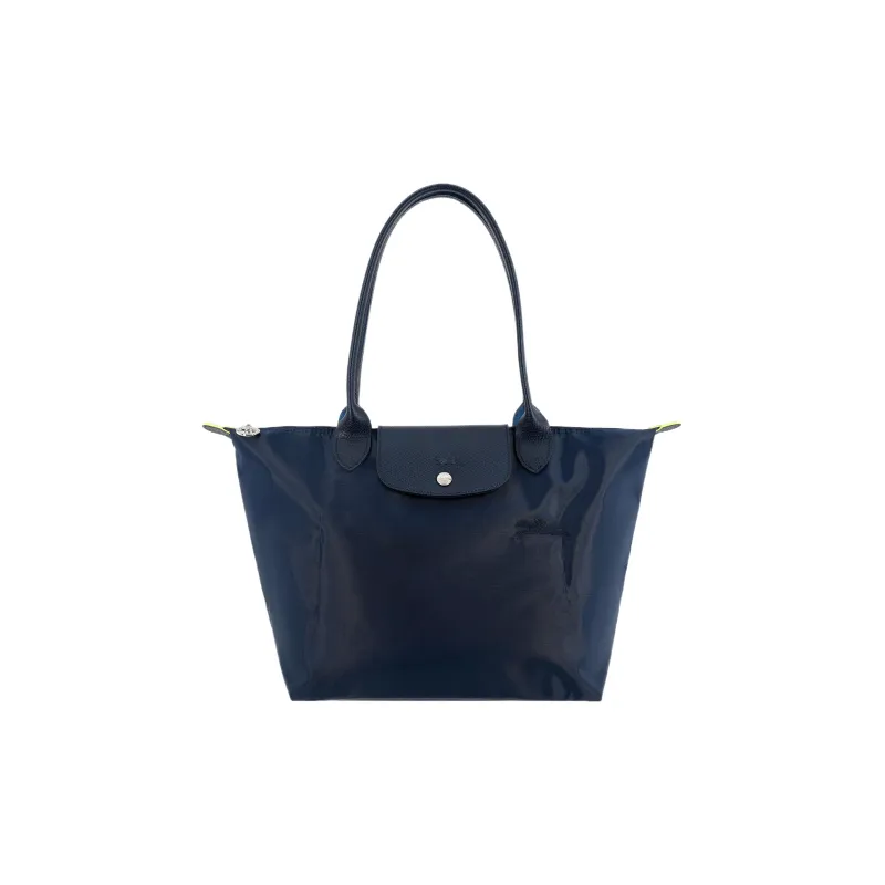 LONGCHAMP Le Pliage Green Recycled Canvas With Leather Canvas Bag Handbag Shoulder Bag Medium Size Women's Navy-0