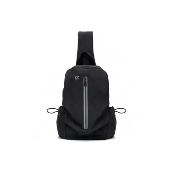 QING QI ZHE Fabric Backpack Crossbody Bag Shoulder Bag Sling Bag Fanny Pack Unisex Black/Gray