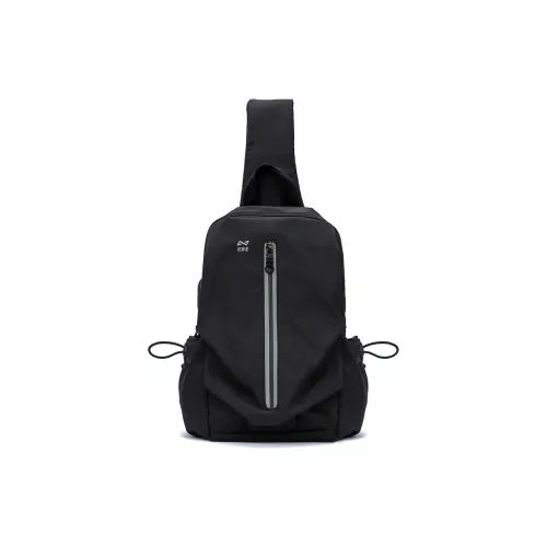 QING QI ZHE Fabric Backpack Crossbody Bag Shoulder Bag Sling Bag Fanny Pack Unisex Black/Gray