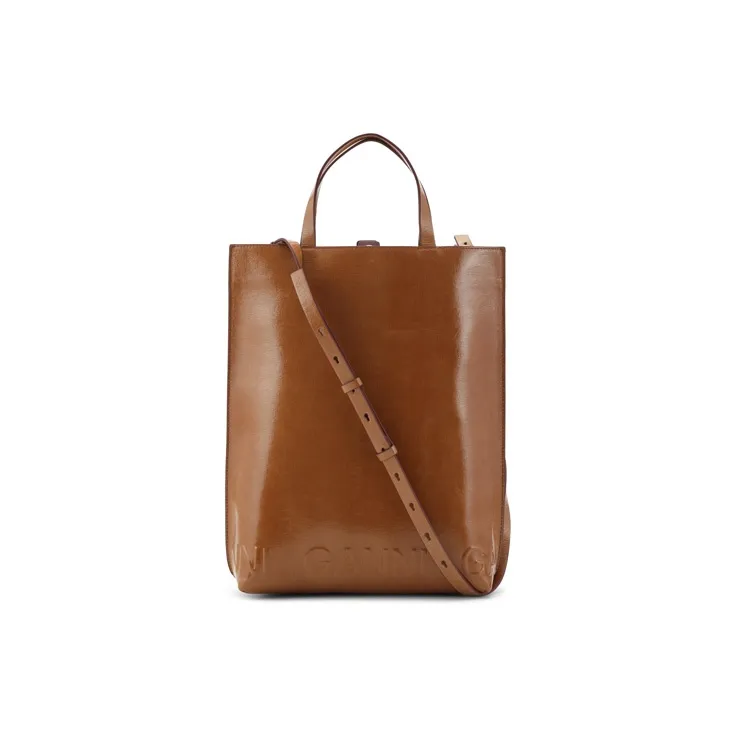 GANNI Recycled Polyester Shoulder Bag Crossbody Bag Handbag Medium Size Women's Brown-0