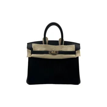 HERMES Birkin Pile Velvet With Swift Leather Birkin Bag Handbag Regular Women's Black