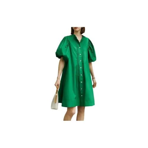 VERA VEINS Short-Sleeved Dresses Women's Emerald Green