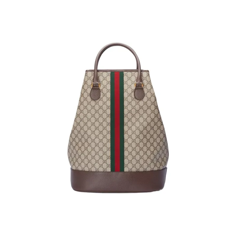 GUCCI Canvas With Leather Travel Bag Handbag Women's Brown-3