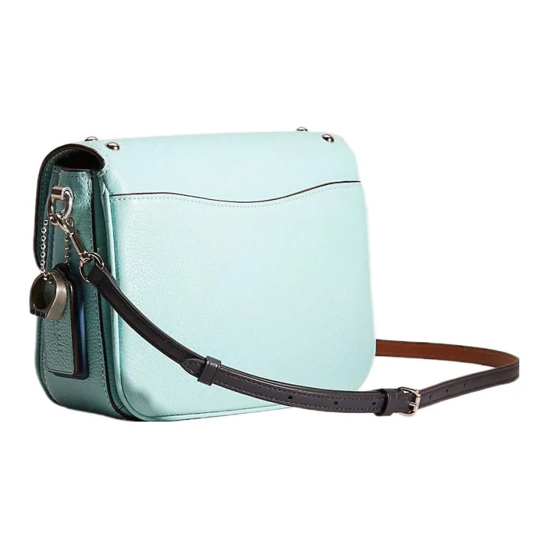 COACH Cassie Polished Pebbled Leather Small Square Bag Handbag Shoulder Bag Crossbody Bag Small Size Women's Light Blue-1