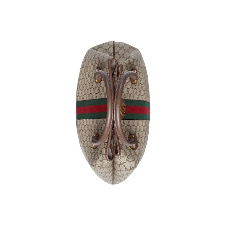 GUCCI Canvas With Leather Travel Bag Handbag Women's Brown-5
