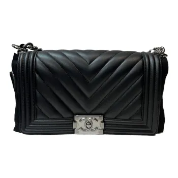 CHANEL Calfskin Flap Bag Shoulder Bag Crossbody Bag Handbag Medium Size Women's Black