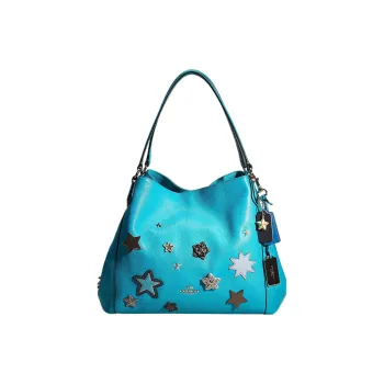 COACH Edie Leather Tote Bag Shopping Bag Handbag Shoulder Bag Large Size Women's Azure Blue