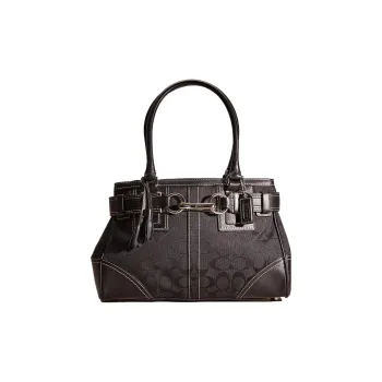 COACH Hamptons Fabric Tote Bag Shopping Bag Handbag Medium Size Women's Black