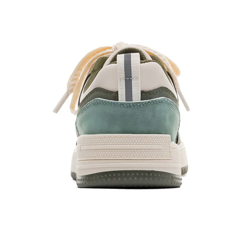 Warrior Slip Resistant Waterproof Abrasion Resistant Lightweight Breathable Low Top Skateboard Shoes Unisex Beige Green-3