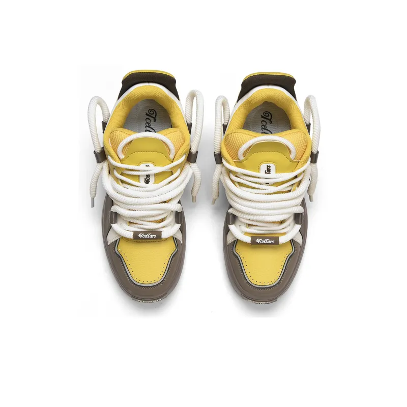 TCELLARS Low Top Skateboard Shoes Unisex Custard Gray Brown Box Limited Edition-5
