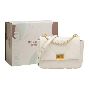 MISS MUSI Cow Leather Small Square Bag Shoulder Bag Crossbody Bag Regular Women's White