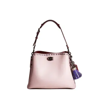 COACH Willow Polished Pebbled Leather Bucket Bag Portable Crossbody Bag Shoulder Bag Women's Ice Purple Multicolor
