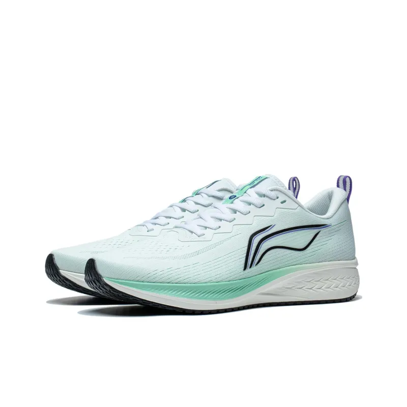LiNing Red Hare 6 Anti Slip Wear Resistant Low Top Sprint Running Shoes Men's White Neon Green-2