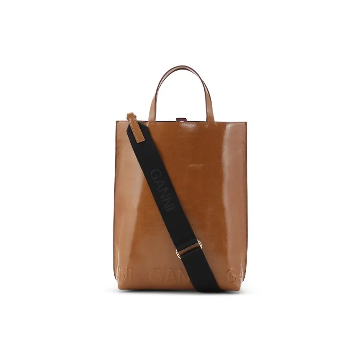 GANNI Recycled Polyester Shoulder Bag Crossbody Bag Handbag Medium Size Women's Brown-2
