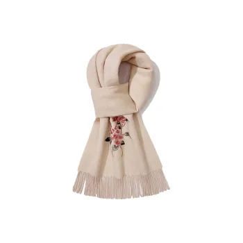 Shanghai Story 100% Sheep Wool Knit Scarves Women's Butterfly Arrives, Khaki