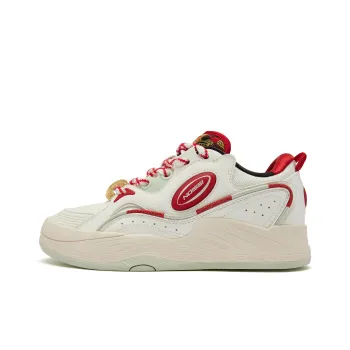 QIAODAN Egg Shoes Eggy Cushioning, Wear Resistant Low Top Skateboard Shoes Women's White Red