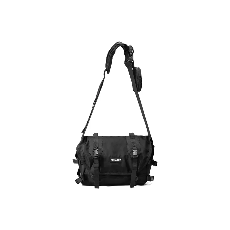 KONADCT Nylon Messenger Bag, Shoulder Bag, Crossbody Bag Regular Unisex Black-0