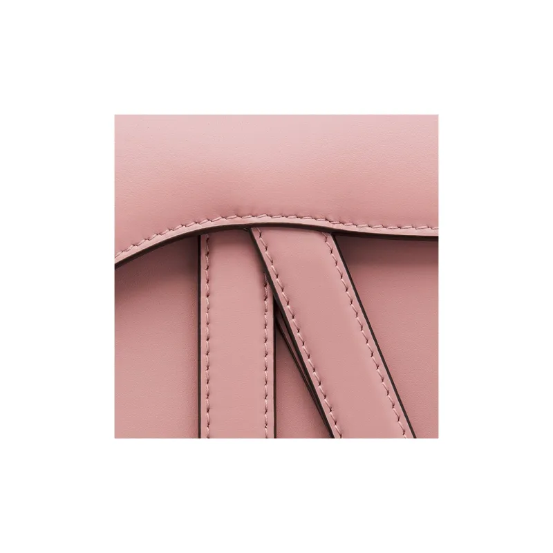 DIOR Saddle Smooth Cow Leather Saddle Bag Shoulder Bag Crossbody Bag Handbag Mini Women's Vintage Pink-5