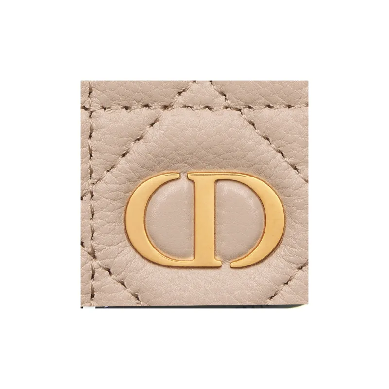 DIOR Caro Calfskin Wallet Extra Small Women's Caramel Beige-4