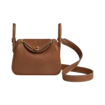 HERMES Lindy Barenia Faubourg Calfskin Handbag Mini Women's Gold Brown